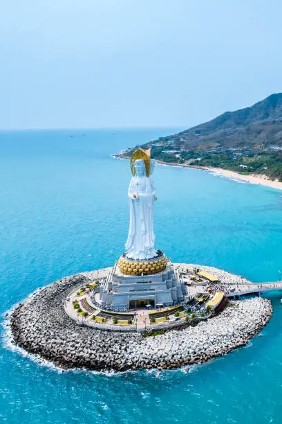 Sea Guanyin Aerial Photography of Nanshan Cultural Tourism Area in Sanya, Hainan, China