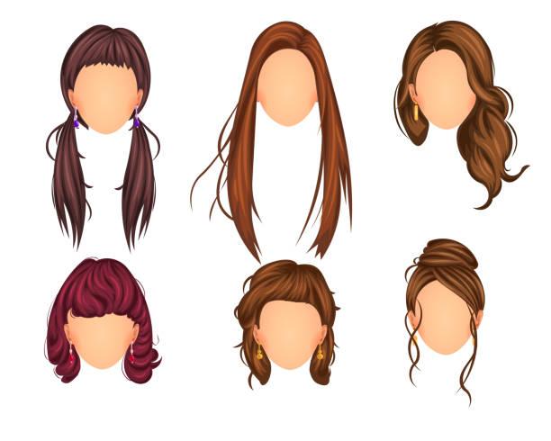 Hair style set vector art illustration