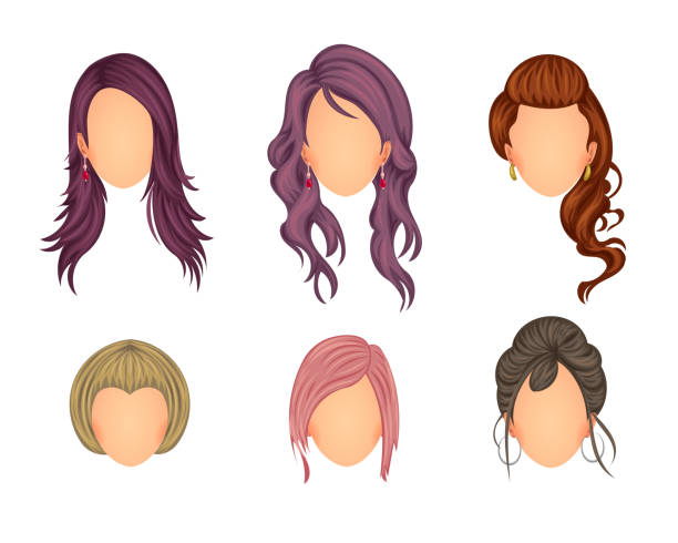 Hair style set vector art illustration