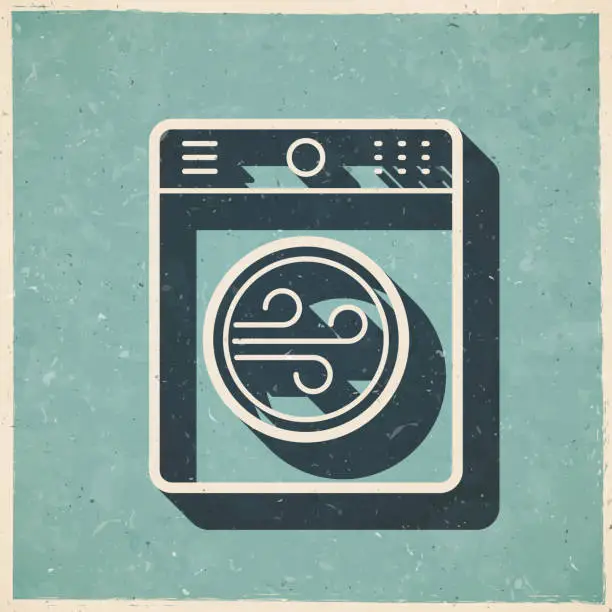 Vector illustration of Tumble dryer. Icon in retro vintage style - Old textured paper