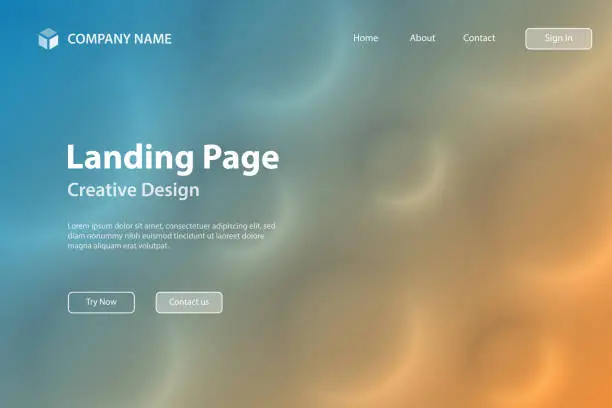 Vector illustration of Landing page Template - Abstract background with circles and Blue gradient
