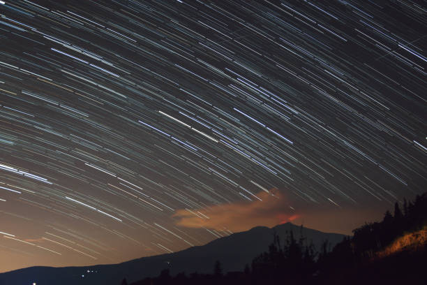 istock Star-trail over the Etna Volcano in Sicily 1548126588