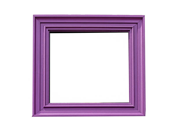 Empty blank wooden purple frame isolated on white background