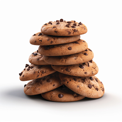 Cookies with chocolate chips isolated on white