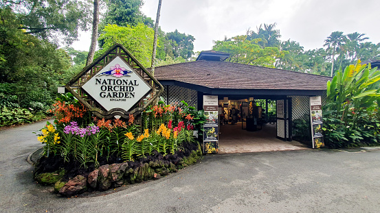 Central Region, Singapore - ‎June 12, 2023 : National Orchid Garden Sign And Main Entrance. It Is Located Within Singapore Botanic Gardens And Is The Country's First-Ever UNESCO World Heritage Site.