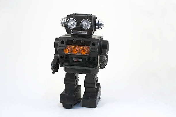 Plastic toy space robot with light  from 1960's. stock photo