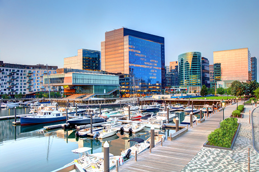 The Seaport District is a stretch of the South Boston waterfront lined with restaurants, bars and hotels