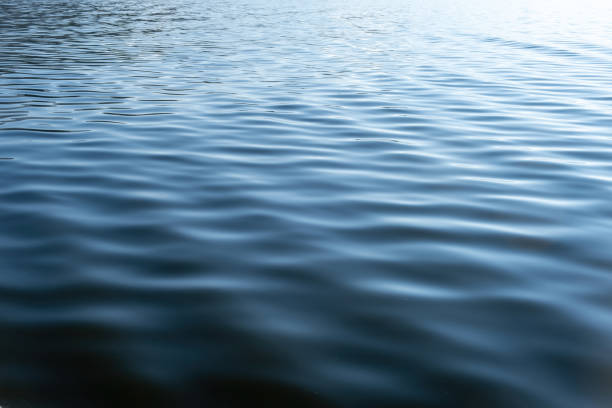istock Sea water with small ripple background texture. Ocean surface blue color, empty template, copy space 1548356335