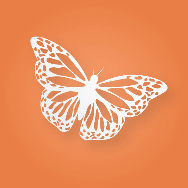 вырезанная из бумаги бабочка-монарх - butterfly monarch butterfly spring isolated stock illustrations