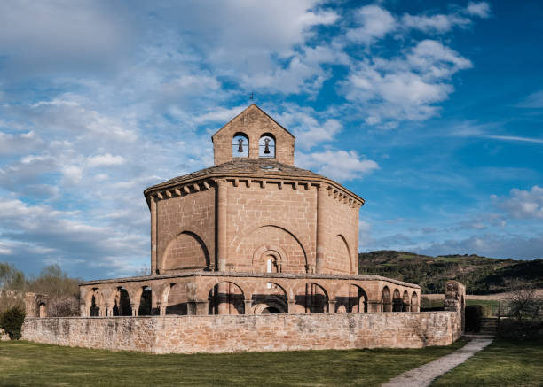 Church of Saint Mary of Eunate, Navarre, Spain. stock photo