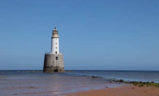 Ligthouse Westerheversand North Germany at sunrise