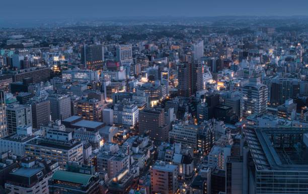 istock Dusk Descends over Yokohama: An Aerial Perspective 1548532517