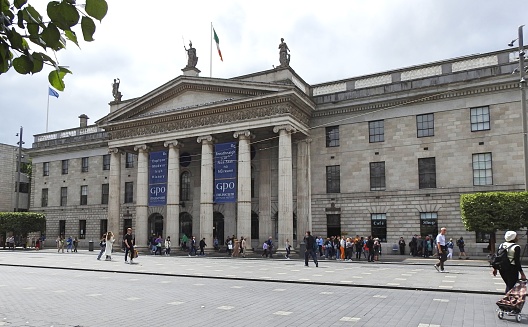 7th July 2023, Dublin Ireland. The GPO, General Post Office, location of The 1916 Rising, on O'Connell Street, Dublin city centre.