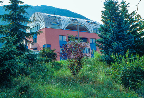 1989 old Positive Film scanned, Contemporary Building Bressanone BZ, Italy.
