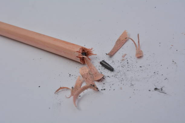 istock Broken pencil, close up of used pencil on white background with clipping path 1548659699