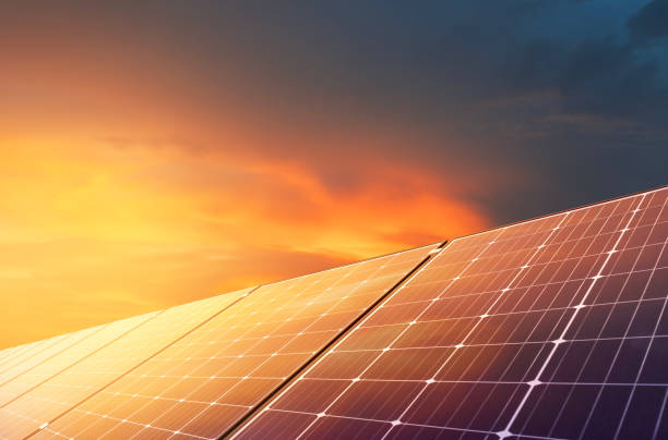 istock Solar panels in sunset ,Sun energy and clean environment.3D rendering 1548668825