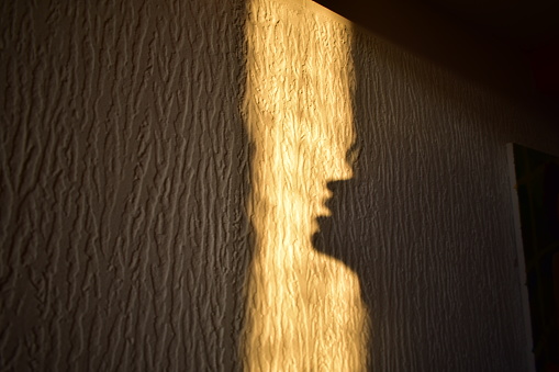 silhouette of a person in a light