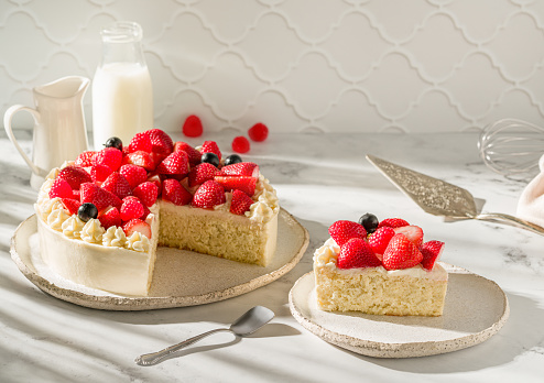 Pastel de Tres Leches, Three Milk Cake latin America bakery strawberry cheesecake with Genovese sponge cake