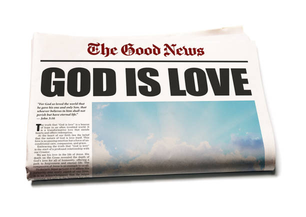 新聞の見出しは宣言します:神は愛です - nobody titles capital letter short phrase ストックフォトと画像