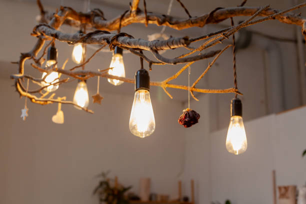 istock Original chandelier with vintage lamps 1548816152