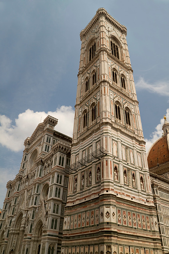 Duomo cathedral from Florence Italy seen from below with a  low angle growing perspective view. EOS 7D 17mm lens.