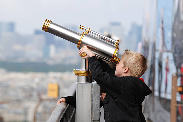 Little Boy Discovery By Telescope - XLarge