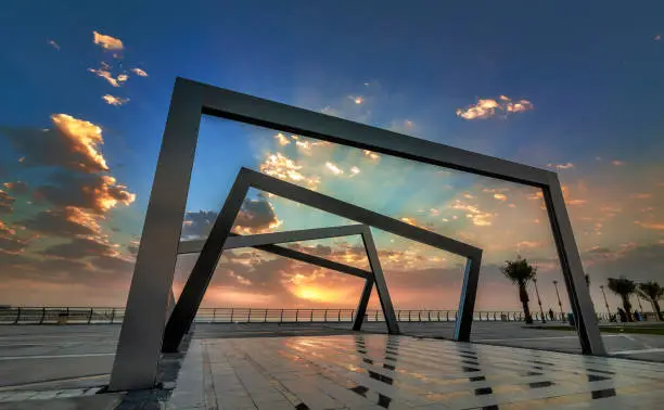 Beautiful Sunrise view at Dammam Al Khobar Corniche Saudi Arabia.