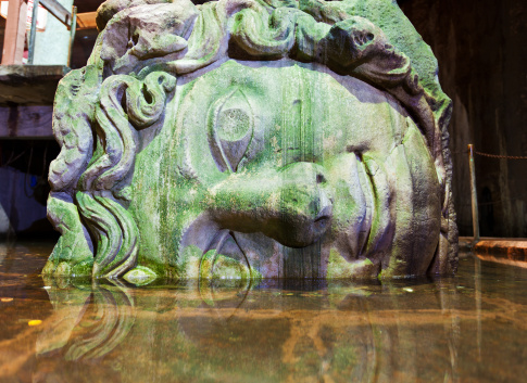 The Head Of Medusa As The Base Of A Column In The Basilica Cistern Of Istanbul, Turkey