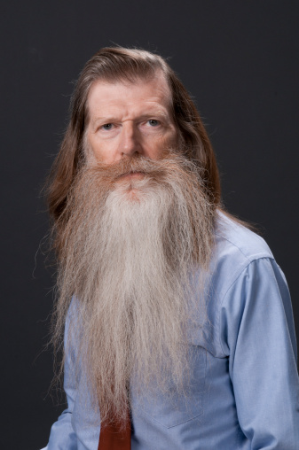 This is a head and shoulders portrait of a character actor who has not shaven in thirty years and has a long graying beard and mustache.  http://www.garyalvis.com/images/conceptsIdeas.jpg