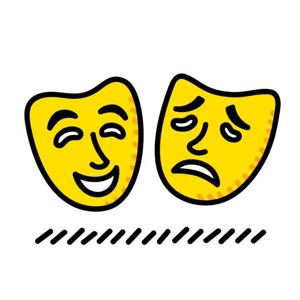 Vector illustration of Comedy Drama Masks Doodle 6