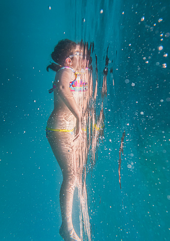 Girl floating in the water