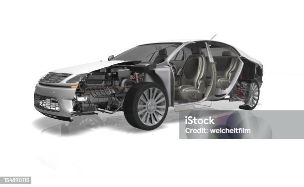 Car Cross Section In White Stock Photo - Download Image Now - Car, Transparent, Cable