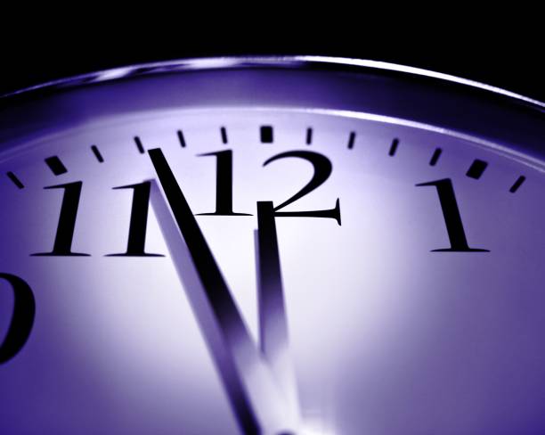 Closeup of 12 on a clock signifying a deadline.