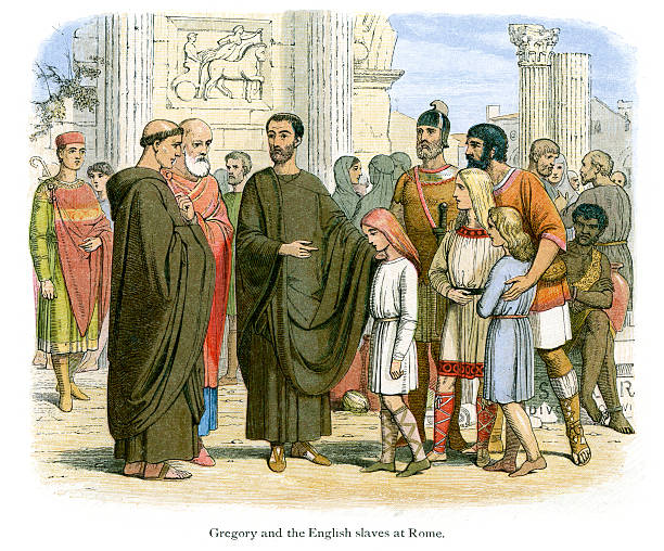 ilustrações de stock, clip art, desenhos animados e ícones de gregory e o inglês escravizadas em roma - ancient rome illustration and painting engraving engraved image