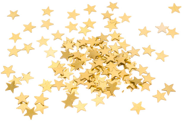 Abundance of golden stars on white background.