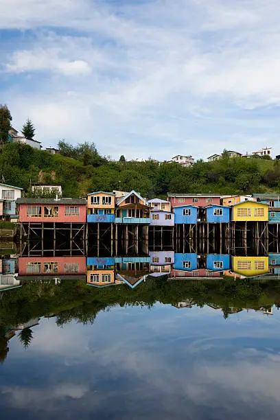 Palafitos in Chiloe, Chile.