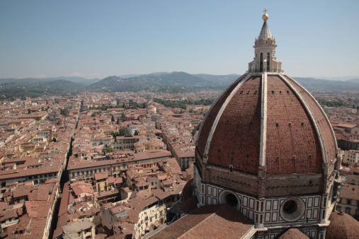 Florence city view, seen from the top of Florence Duomo bell tower, Italy