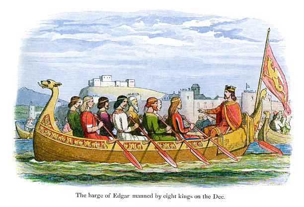 the баржа эдгара сотрудниками восемь kings - dee river illustrations stock illustrations