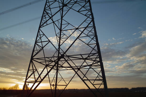 istock large power pylons in sunset 154891305
