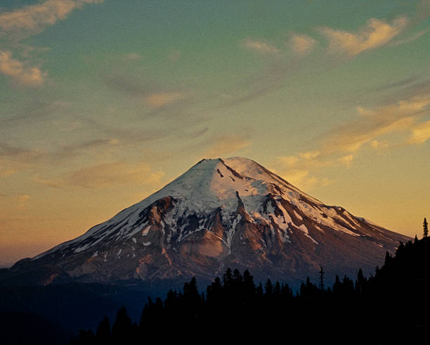 Mount Saint Helens at Sunset Before the Eruption stock photo