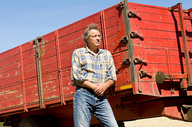 istock Farmer Watching The Harvest Coming In 154894064