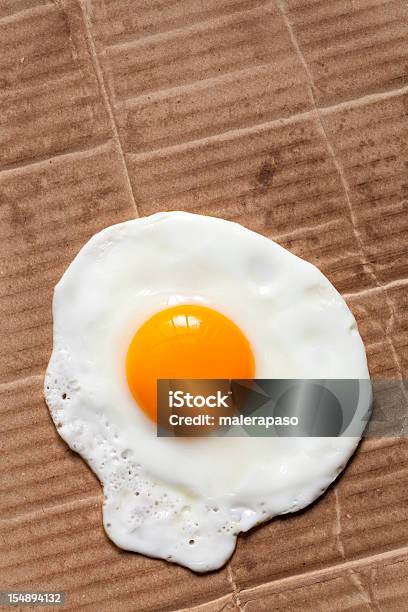 Fried Egg On Cardboard Stock Photo - Download Image Now - Fried Egg, Cut Out, Perfection