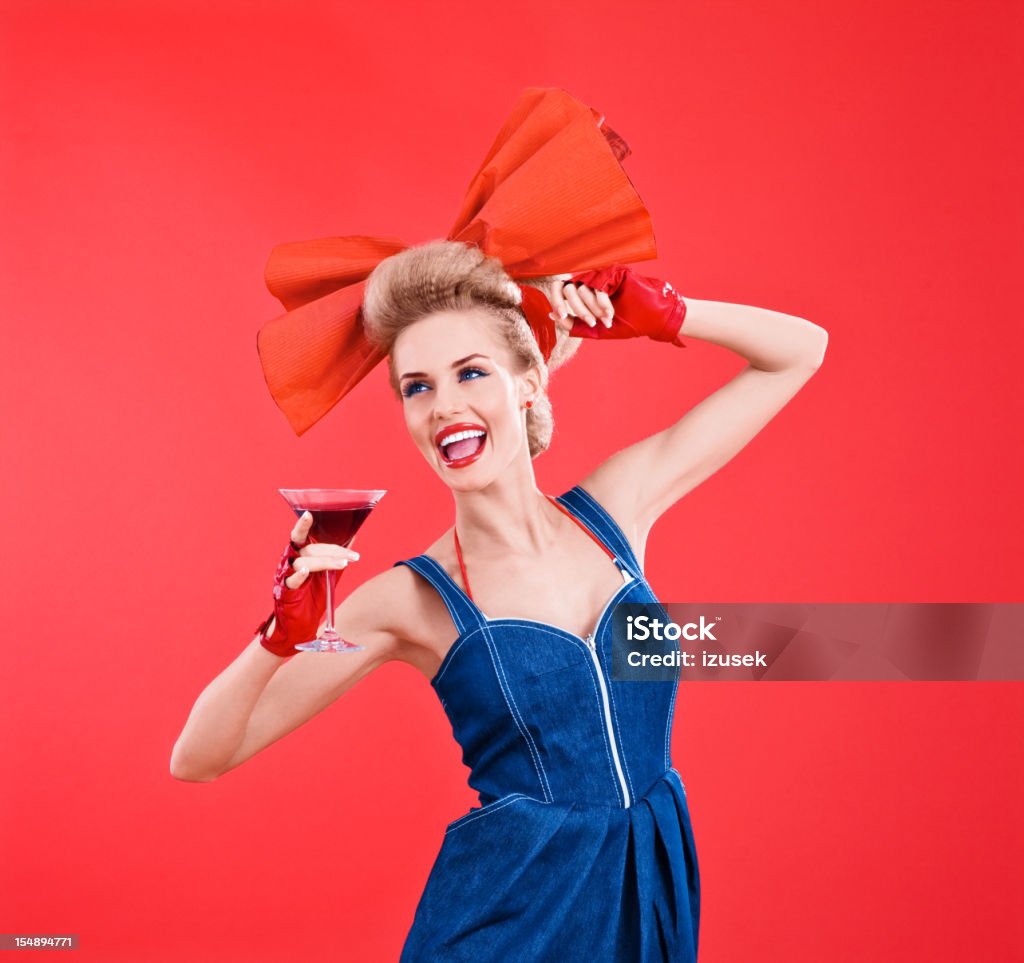 Beautiful woman with red drink  20-24 Years Stock Photo