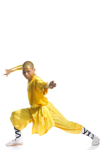 shaolin guerriero monaco - shaolin warrior monk foto e immagini stock