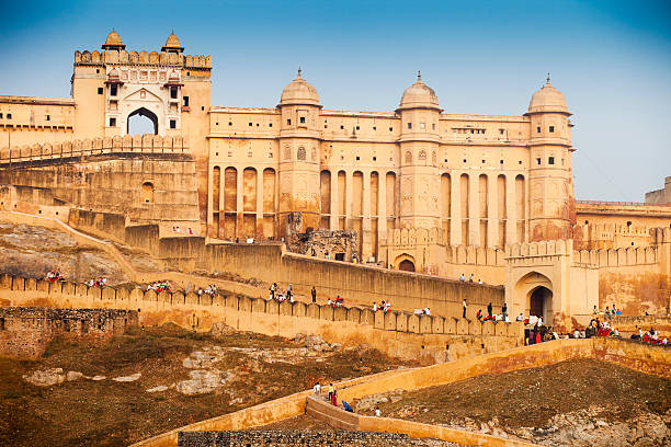 forte di ambra, jaipur, india - fort foto e immagini stock