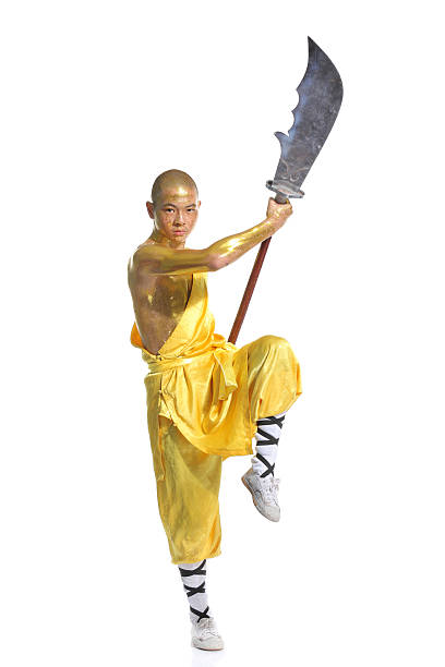 shaolin guerriero monaco - shaolin warrior monk foto e immagini stock