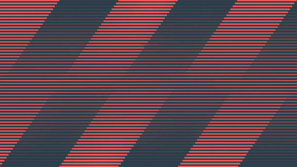 Linear Half Tone Pattern Vector Texture Red Black Oblique Striped Abstraction Linear Half Tone Pattern Vector Texture Red Black Oblique Striped Dynamic Abstraction. Retrowave Synthwave Retro Futurism Art Style Tilted Lines Neat Decoration. Halftone Textured Abstract Background futurism stock illustrations