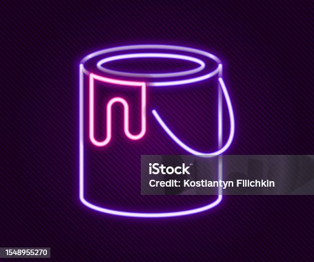 istock Glowing neon line Paint bucket icon isolated on black background. Colorful outline concept. Vector 1548955270