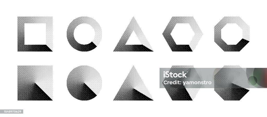 Basic Geometric Shapes With Bitmap Dither Clockwise Gradient Vector ...