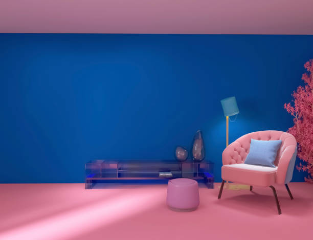 istock Creative living room interior 3d render, 3d illustration 1549025426